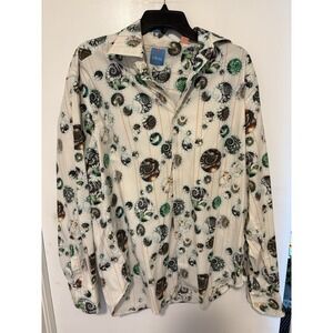 Men's Vluxe Abrstract Button Down Shirt Size L Swirling Shells